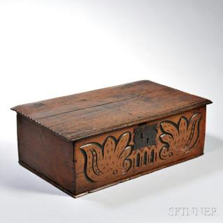 Appraisal: Carved Oak Document Box th th century rectangular with hinged