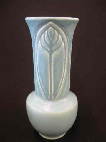 Appraisal: Rookwood Pottery Vase carved peacock feather style decor blue designed