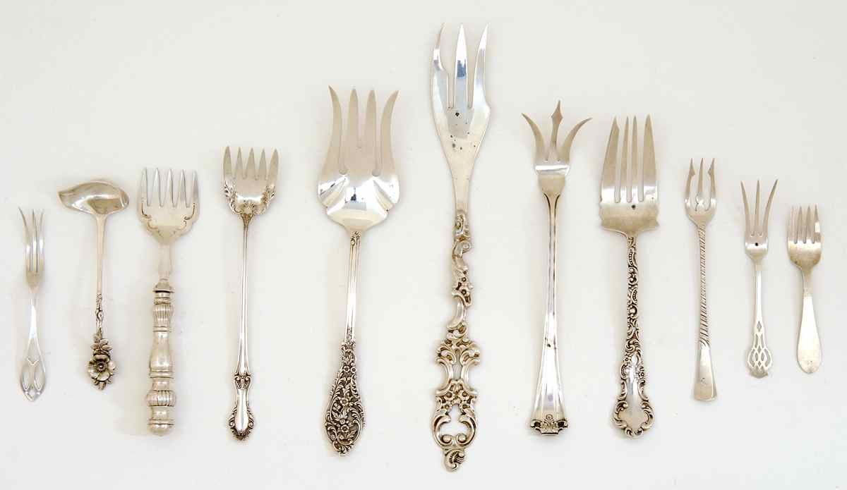 Appraisal: ELEVEN PIECES OF STERLING SILVER FLATWARE By various makers Consists