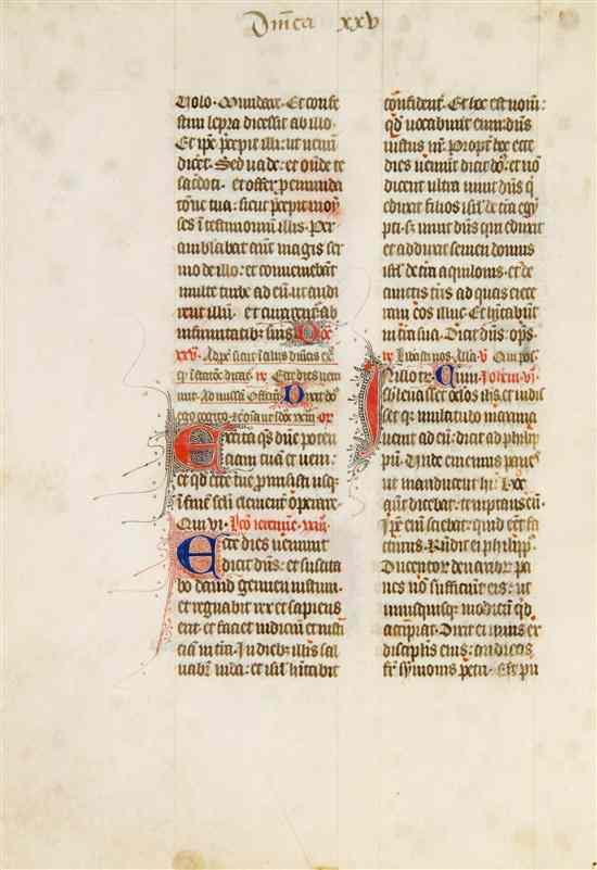 Appraisal: ILLUMINATED MANUSCRIPT LEAVES A group of nine manuscript leaves including