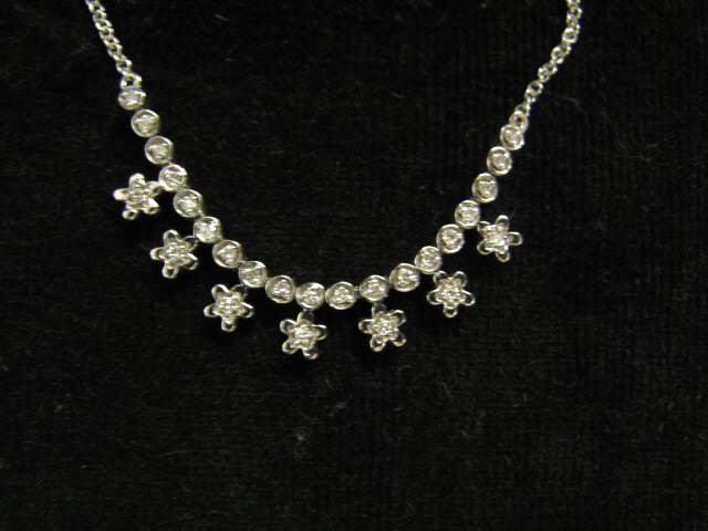 Appraisal: Diamond Necklace dangling flowers k white gold