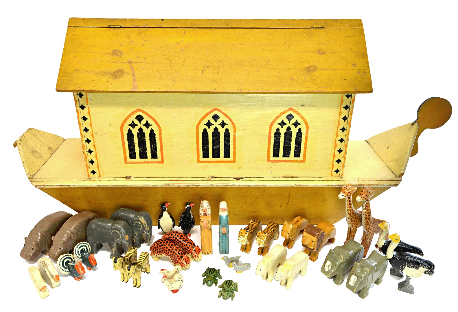 Appraisal: A polychrome decorated wooden toy model of Noah's Ark circa