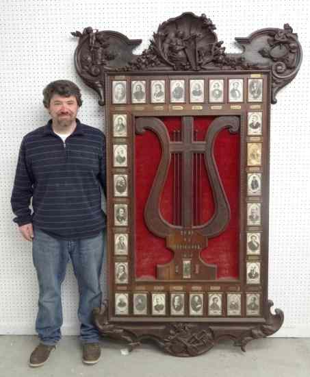 Appraisal: Unusual dated musical frame having lyre center bordered by ''