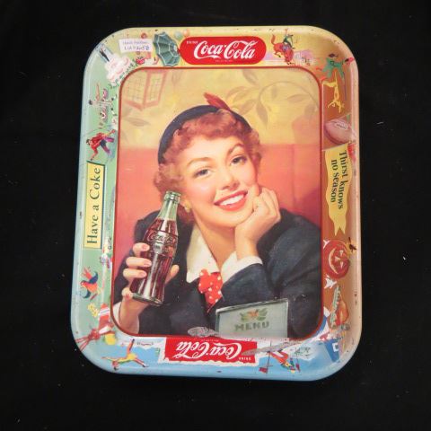 Appraisal: - Coca-Cola Serving Tray Girl with Menu x