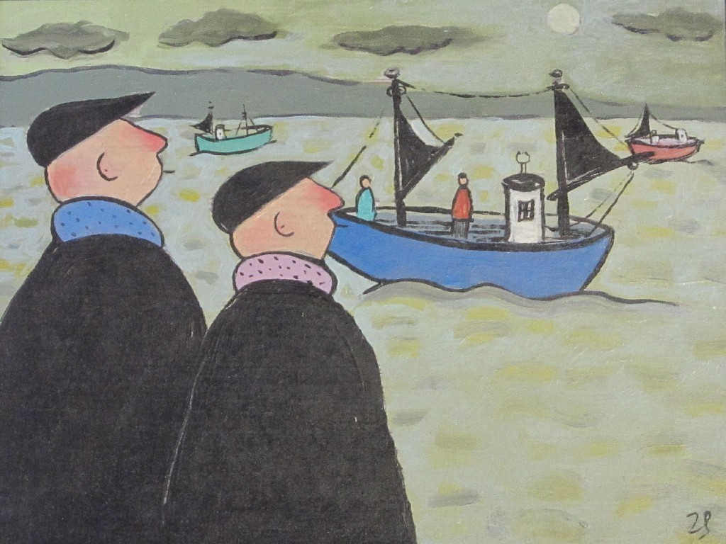 Appraisal: JOAN GILLCHREST - WATCHING THE BOATS Oil on board signed