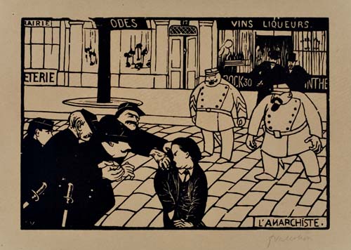 Appraisal: F LIX VALLOTTON L'Anarchiste Woodcut on tan wove paper x