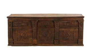 Appraisal: Italian Carved Oak Cassone th Century Italian th century A