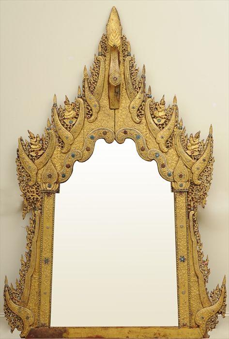 Appraisal: BURMA THAI GILT MONUMENTAL MIRROR x in Provenance Property from