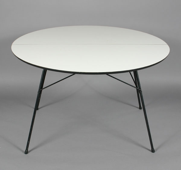 Appraisal: White laminate Mid-Century Modern design table possibly Herman Miller round