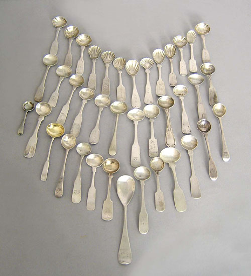 Appraisal: Coin silver salt spoons to include examples by Pitkin Harding