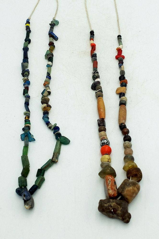 Appraisal: Pair of Necklaces w Assorted Ancient Beads A pair of