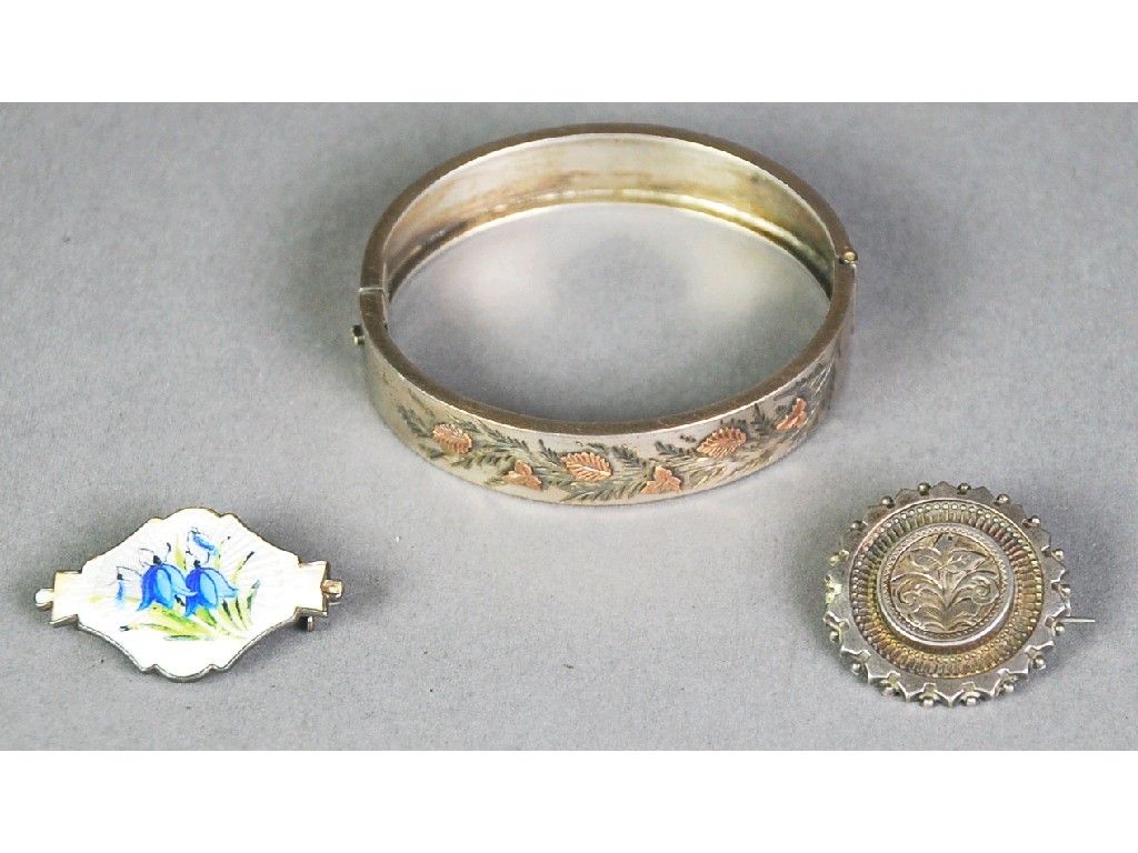 Appraisal: NORWEGIAN 'STERLING' SILVER AND WHITE GUILLOCHE ENAMELLED BROOCH decorated with