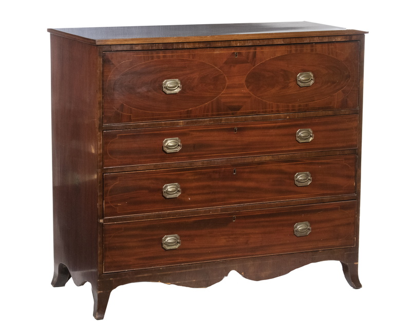 Appraisal: PERIOD HEPPLEWHITE BUTLER'S CHEST Honduras Mahogany with overhanging top edged