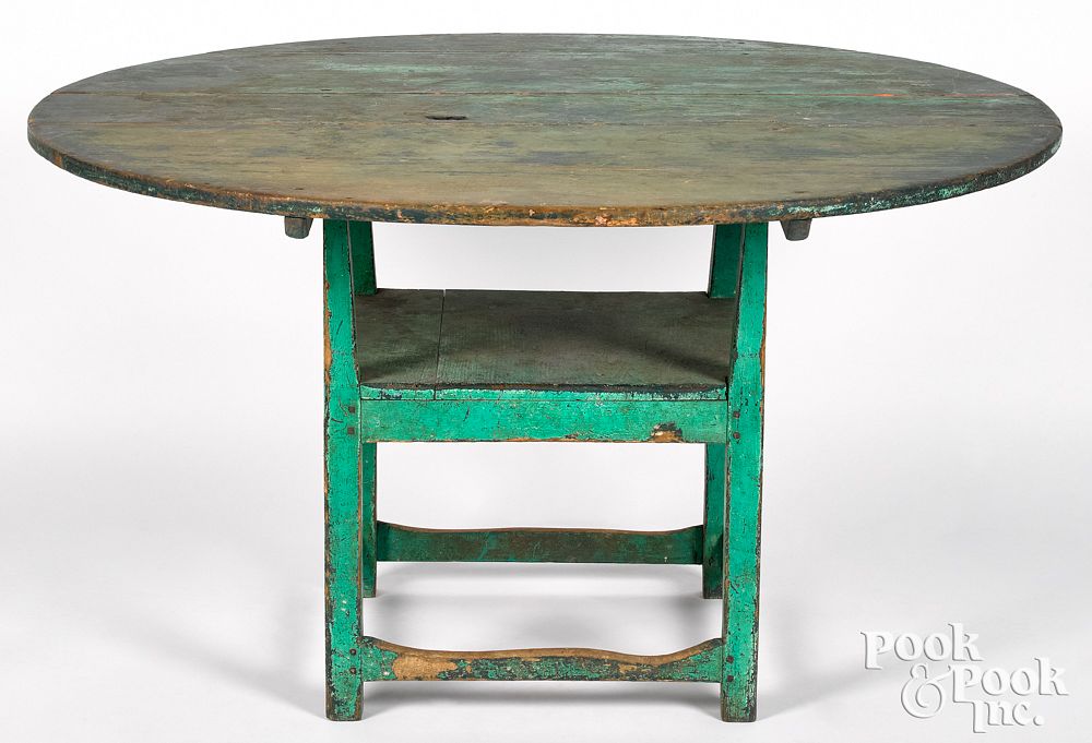 Appraisal: Painted pine chair table th c Painted pine chair table