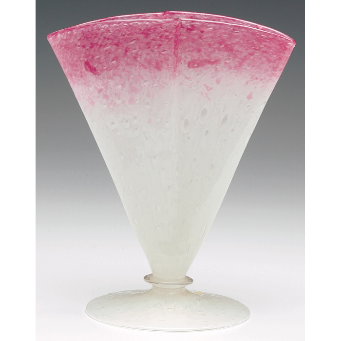 Appraisal: Steuben Cluthra vase flaring form with pink and white cascading