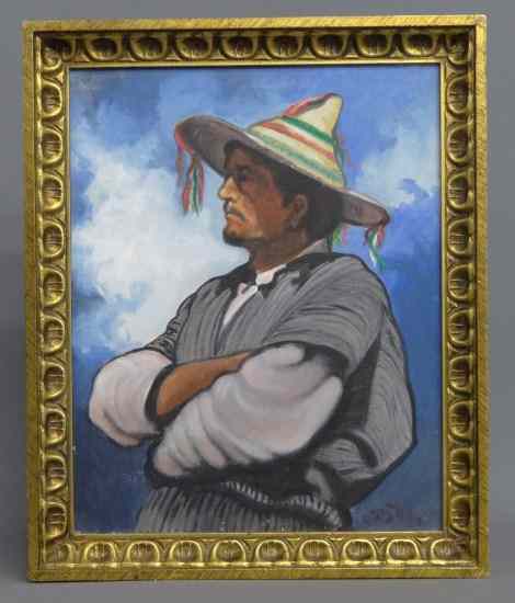 Appraisal: Painting oil on canvas Mexican man signed ''Castillo'' Attributed to