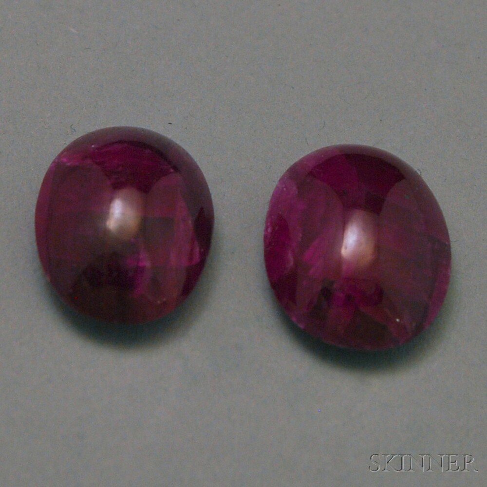 Appraisal: Two Unmounted Cabochon Rubies weighing approximately and cts Estimate -