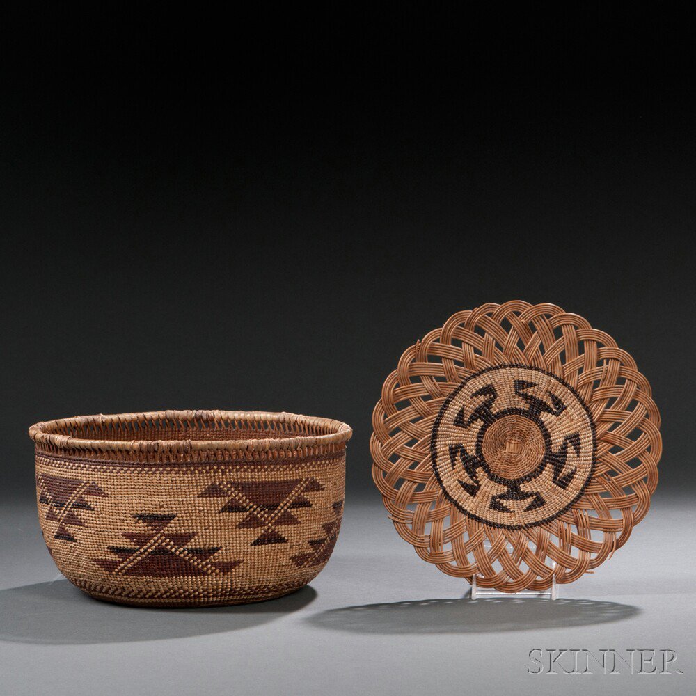 Appraisal: Two Northern California Twined Baskets c early th century a