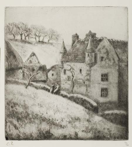 Appraisal: CAMILLE PISSARRO La Ferme Noel Osny Etching on antique cream