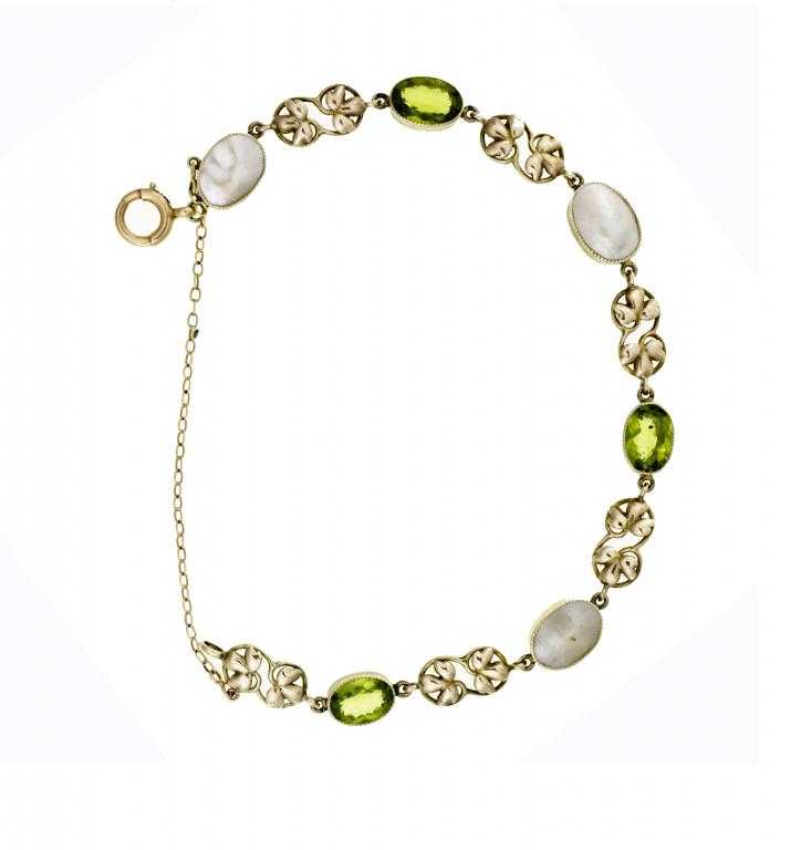 Appraisal: A MURRLE BENNETT CO PERIDOT AND BLISTER PEARL BRACELET with