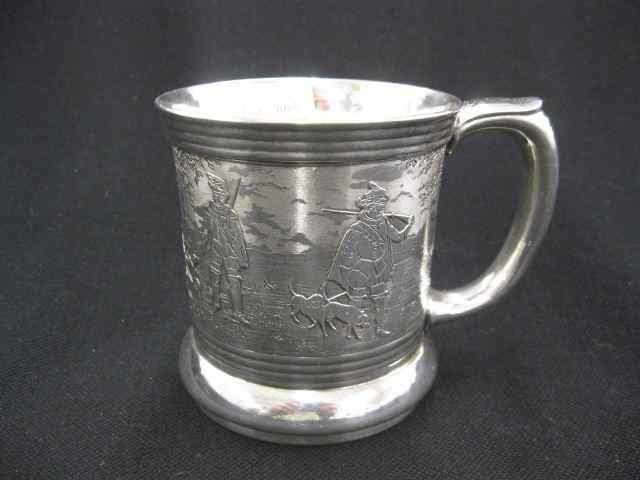 Appraisal: Victorian Silverplate Mug elaborate scenes by Reed Barton circa -