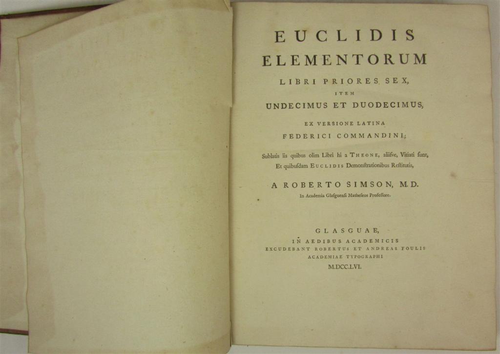 Appraisal: Euclid Euclidis elementorum Glasgow R A Foulis to edited by