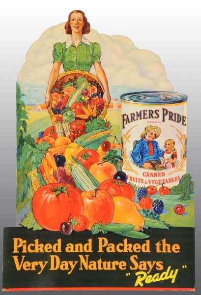 Appraisal: Farmers Pride Canned Fruits Vegetables Sign Description Fantastic colors and