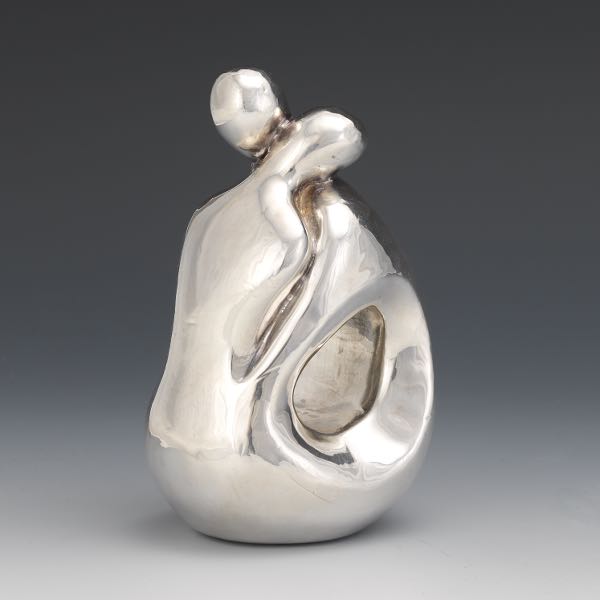 Appraisal: DEVORA JARON STERLING SILVER-CLAD SCULPTURE x Sterling silver-clad sculpture of