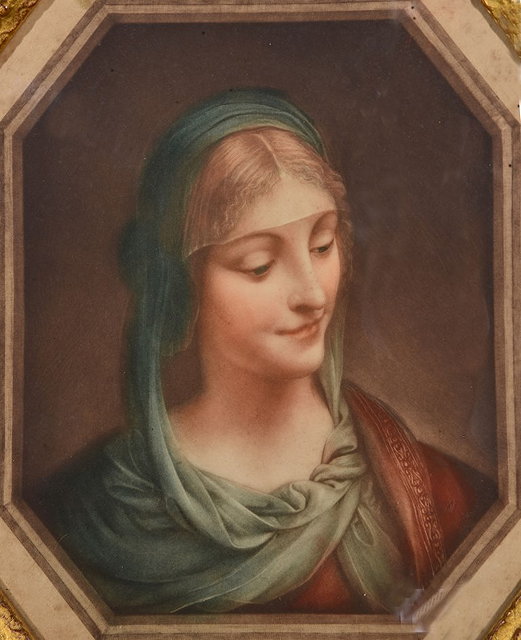 Appraisal: A coloured engraving of Madonna inscribed in pencil cm x