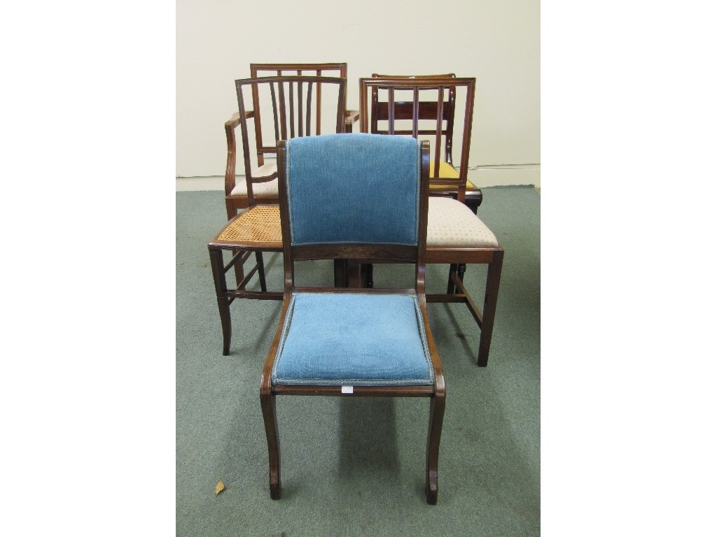 Appraisal: Victorian rosewood parlour chair Victorian dining chair and three others