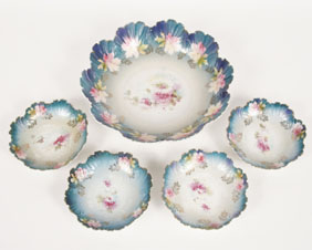 Appraisal: R S Prussia porcelain berry bowl set including four small