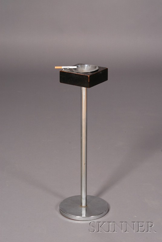 Appraisal: Modernist Ashstand Chrome plated steel and wood Mid- th century