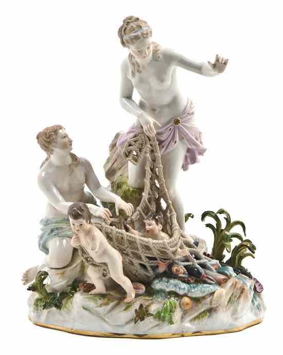 Appraisal: A Meissen Porcelain Allegorical Group Amphitrite Capturing the Tritons depicting