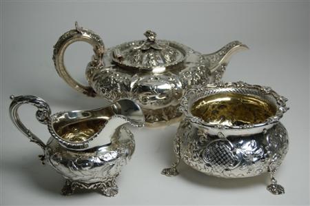 Appraisal: A matched early th century three piece tea service London