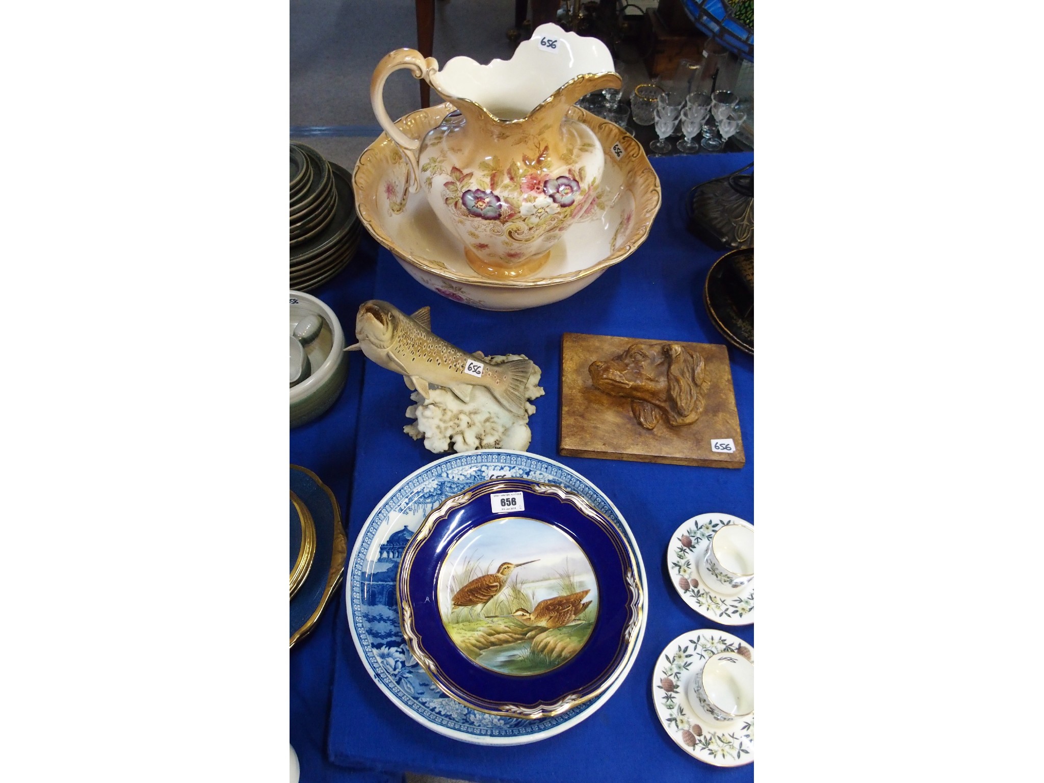 Appraisal: Lot comprising a Fieldings ewer and basin Spode 'Game Birds