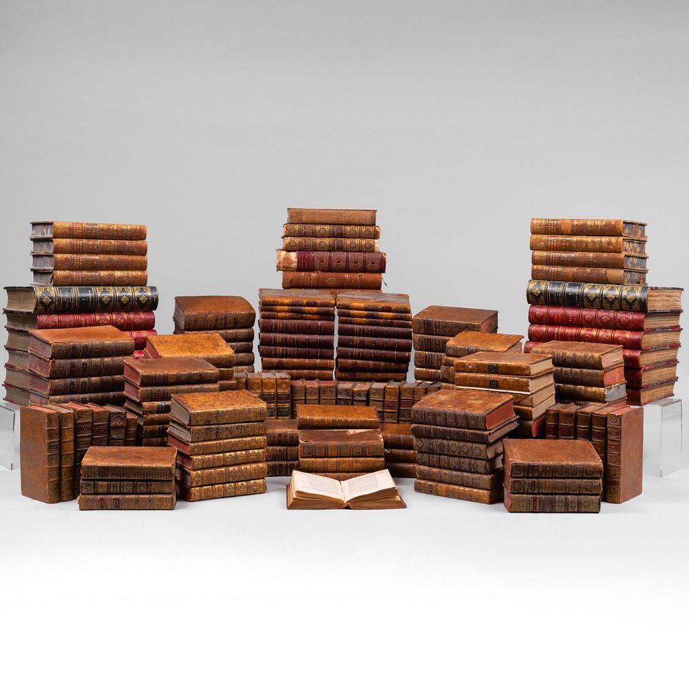 Appraisal: Large Group of Leather Bound Books Including Volumes of Johnson's