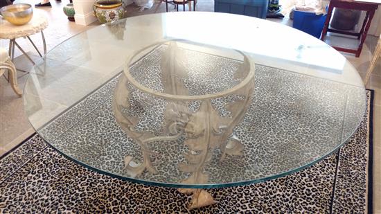 Appraisal: Sale Lot A Glass and White-Painted Metal Circular Center Table