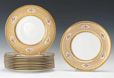 Appraisal: A Set of Twelve Cauldon China Plates for Cowell Hubbard