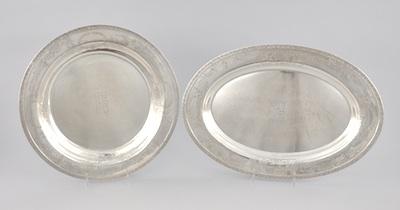 Appraisal: Two Sterling Silver Serving Trays by Redlich Company Engraved and