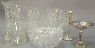 Appraisal: Six piece group to include three cut glass pitchers cut