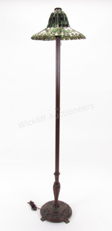 Appraisal: A period-style floor lamp with bronzed cast metal base having