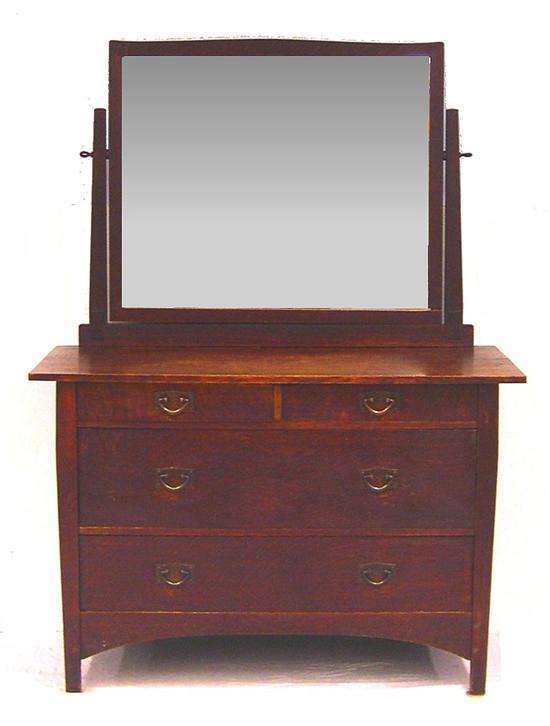 Appraisal: Gustav Stickley chest of drawers with attached mirror - two