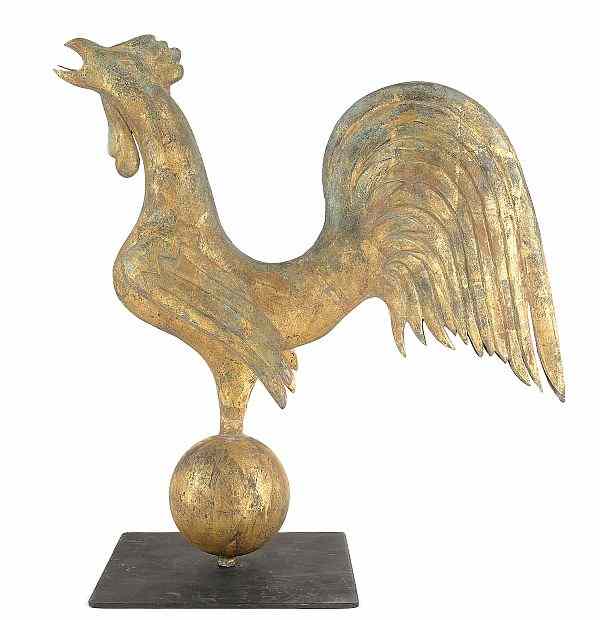 Appraisal: Full-bodied copper crowing rooster weathervane th c h