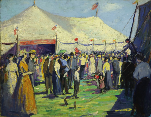 Appraisal: BRASZ ARNOLD FRANZ American - At the Big Top oil