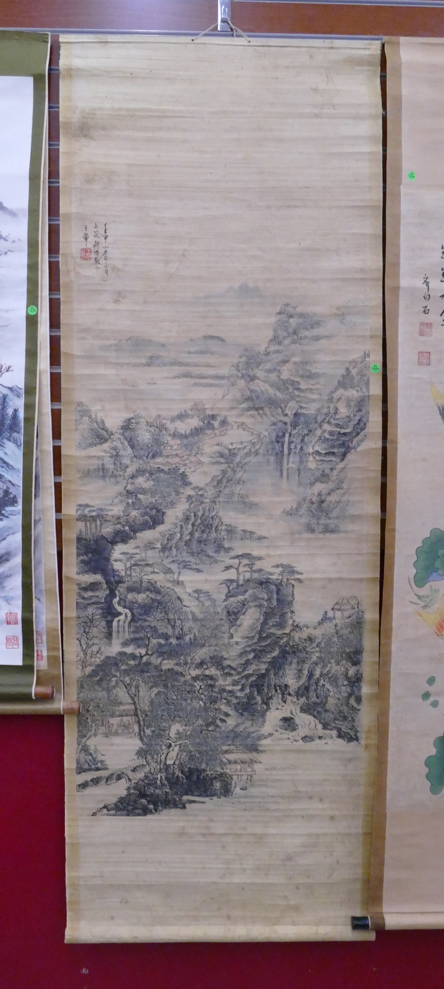 Appraisal: Old Chinese Mountainous Landscape Scroll Painting- x ''