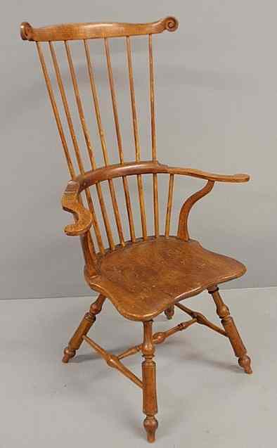 Appraisal: Rare Philadelphia comb-back Windsor armchair c with carved ears saddle