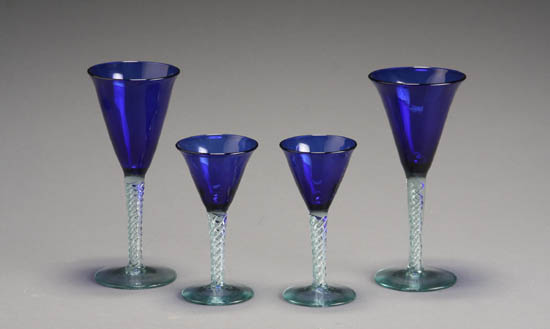 Appraisal: Cobalt Blue and Light Blue Spiral Air-Stem Table Service Post