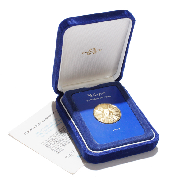 Appraisal: Franklin Mint Malaysia Ringgit Gold Proof Coin with COA Commemorating