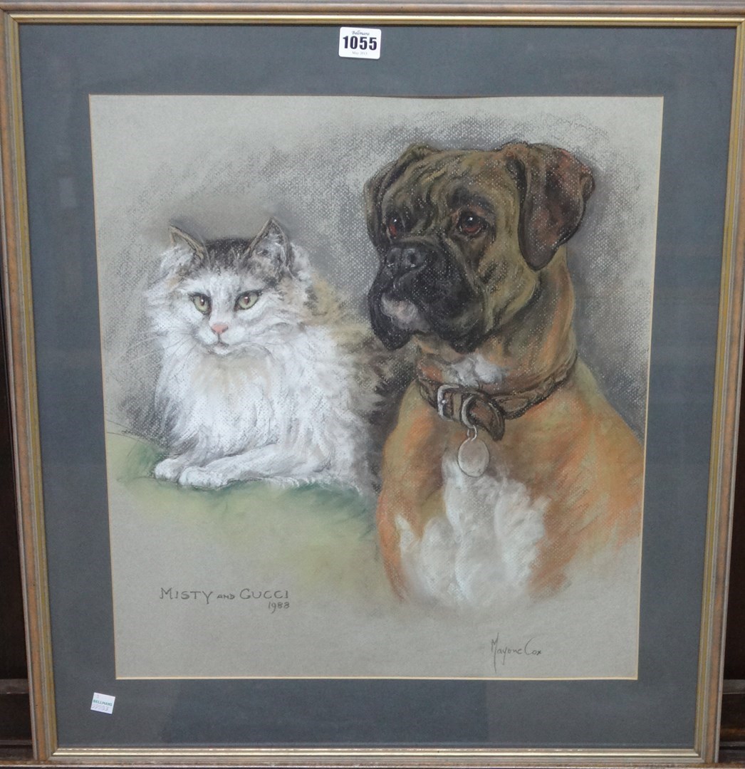 Appraisal: Marjorie Cox - Misty and Gucci pastel signed inscribed and