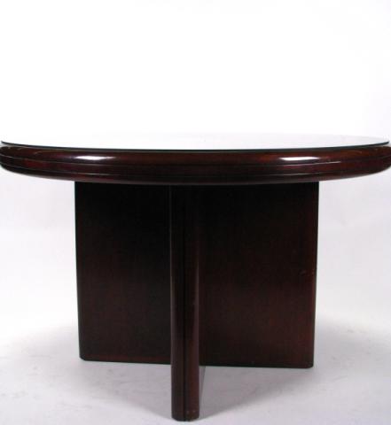 Appraisal: Round Walnut Conference Table '' in diameter with glass top